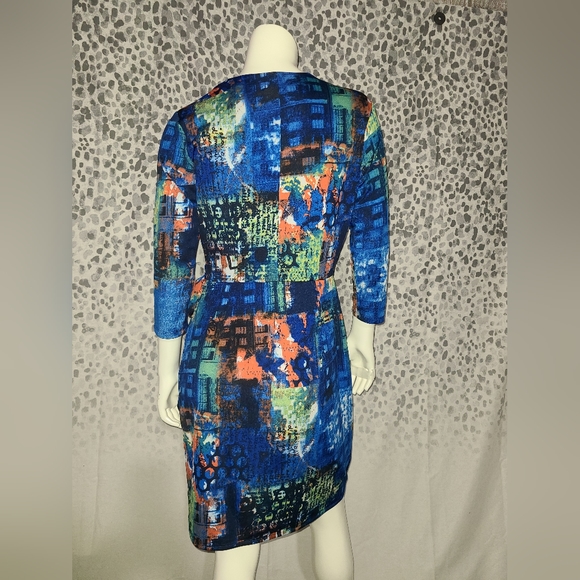 Oleg Cassini Side Tie Dress, Graphic Print Size 4 - Picture 6 of 7